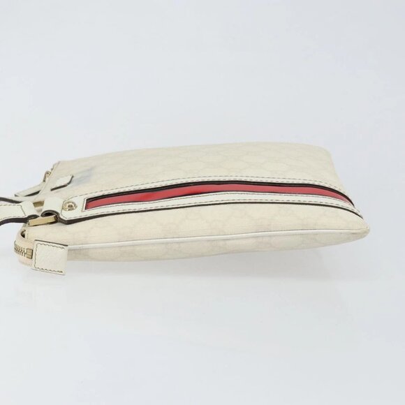 GUCCI GG Canvas Sherry Line Shoulder Bag PVC White Red Navy 153244 Auth ep11420 - Picture 6 of 16